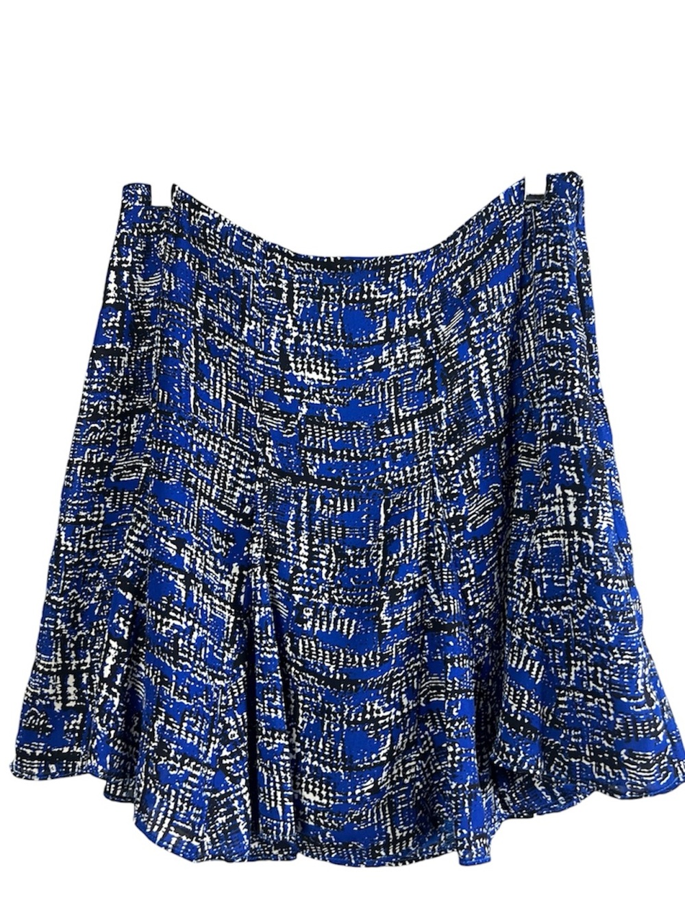 Banana Republic Royal Blue Black Tweed Print Pleated A-Line Mini Skirt 8